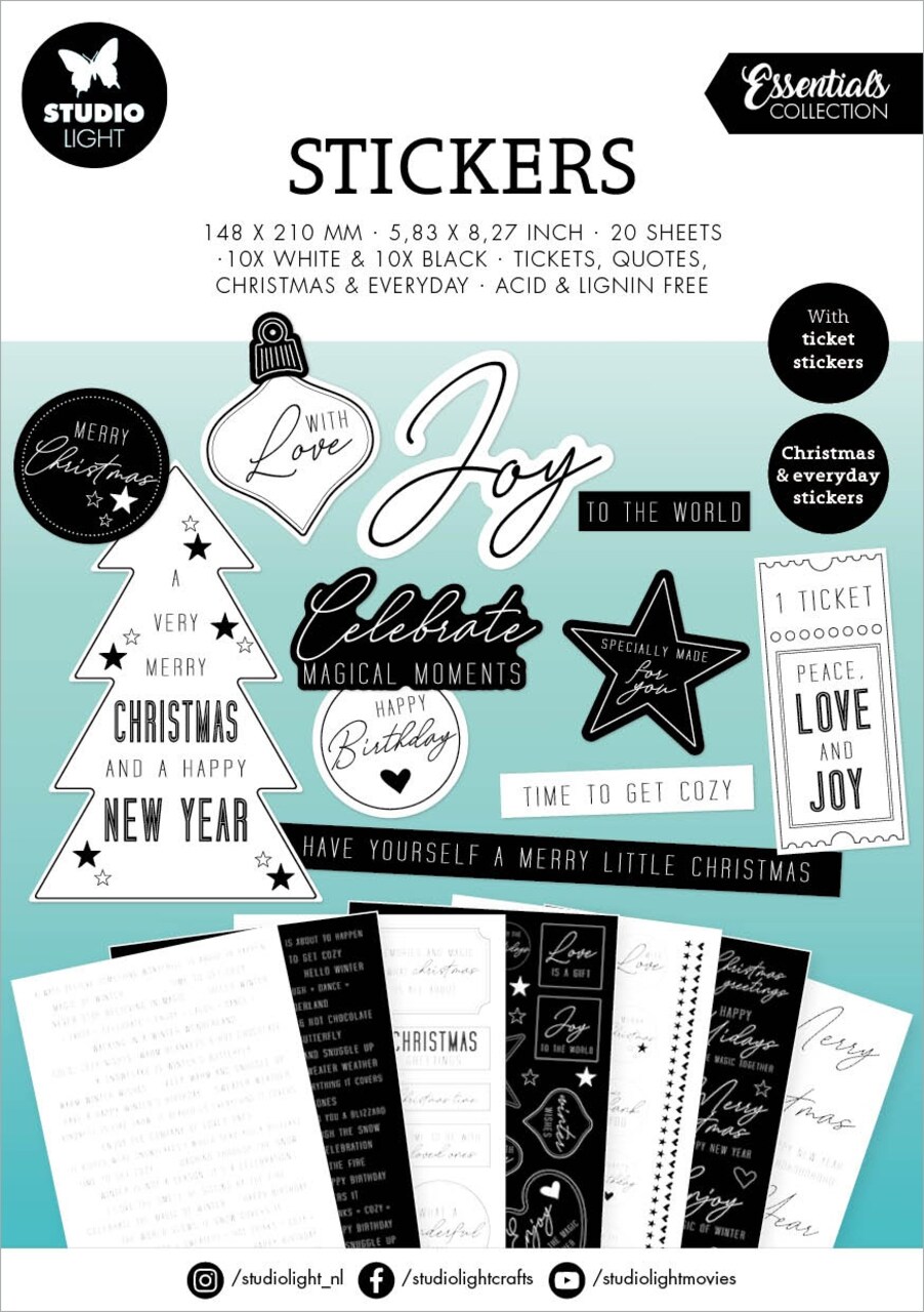 Studio Light Essentials Sticker Book 20/sheets-Nr. 12, Christmas & Everyday
